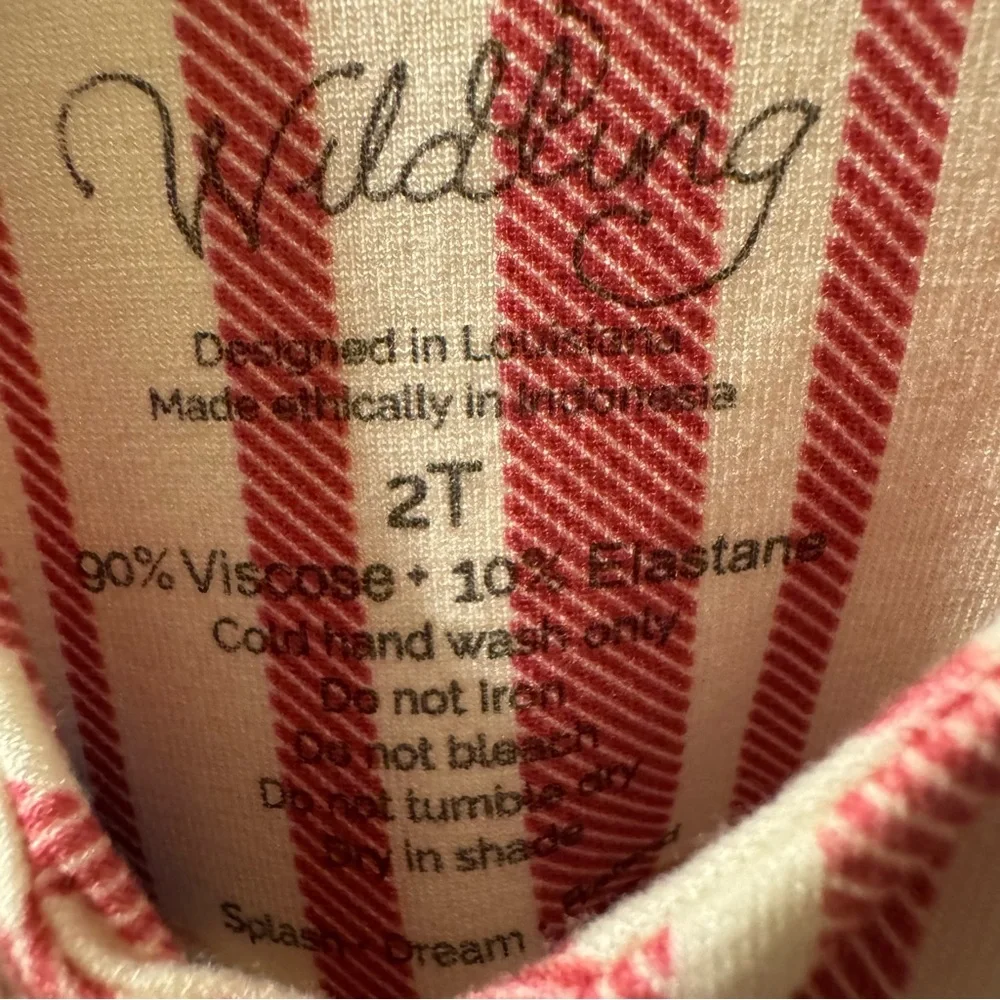 WILDLING 2T* -3T Girls Peppermint Striped Maxi Lounge Dress Red & White w Ruffle